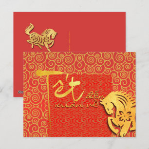 Tet komt voorjaar Vietnamese paard nieuwjaar 2026 Briefkaart