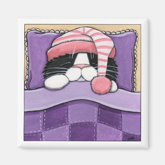 Tête couchée - Aimant de chat (Devant)