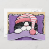 Tête couchée - Carte postale de chat (Devant / Derrière)