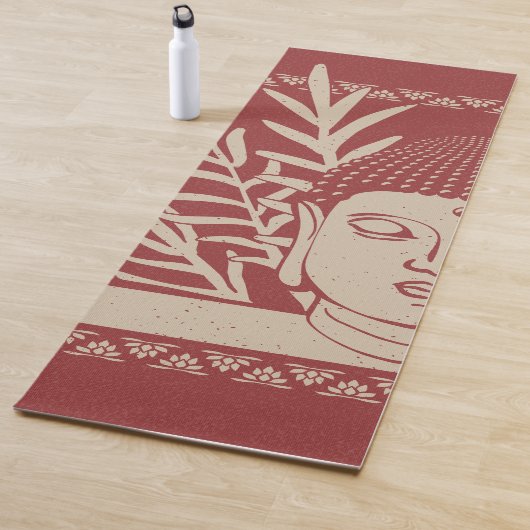 Tête de Bouddha avec paume - Tapis de yoga Ruby + (En situation)