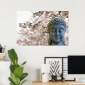 Tête de Bouddha contre affiche Sakura Cherry Bloss (Bureau à domicile)