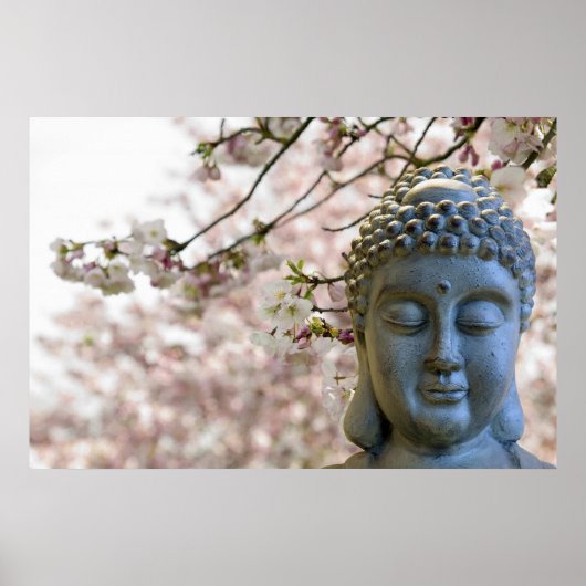 Tête de Bouddha contre affiche Sakura Cherry Bloss (Devant)