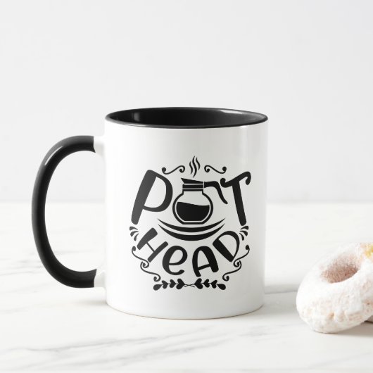 Tête de café amusant café Mug (Avec donut)