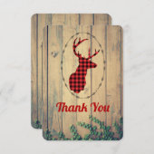 Tête de cerf avec Antlers Red Plaid Rustique Merci (Devant / Derrière)