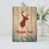 Tête de cerf avec Antlers Red Plaid Rustique Merci (Debout devant)