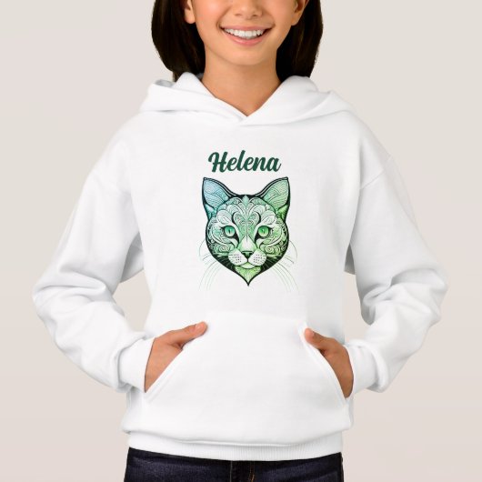 Tête de chat dégradé de vert turquoise (Devant)
