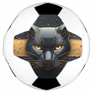 Tête de chat noir avec design à gouttes d'or 🐈