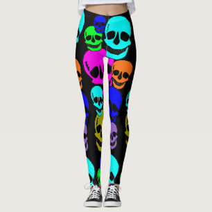 Tête de crâne de néon leggings motifs