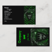 Tête de démon avec accent vert, cartes de visite (Devant / Derrière)