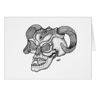 Tête de diable crâne noir et blanc