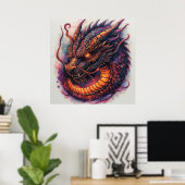 Tête de dragon aux yeux féroces Impression d'art f (Bureau à domicile)