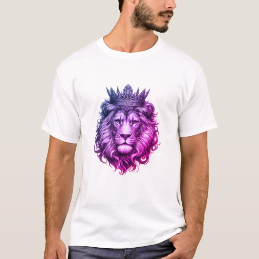 Tête de lion avec T-shirt de luxe Couronne royale (Devant)
