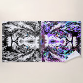 Tête de lion bleu gris - Serviette de plage de Lio (Devant)