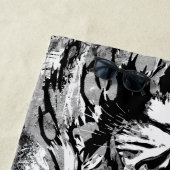 Tête de lion bleu gris - Serviette de plage de Lio (En situation)