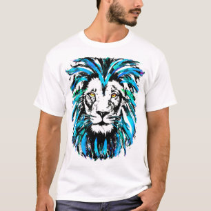 Tête de lion bleu - T-shirt Portrait de Lion Cool