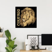 Tête de lion Courage motif imprimé affiche (Bureau à domicile)