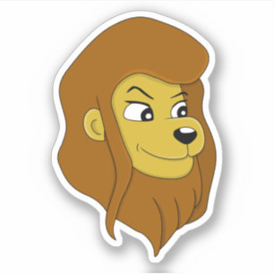 Tête de lion de dessin animé - autocollant vinyle