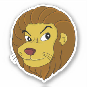 Tête de lion de dessin animé - autocollant vinyle