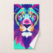 Tête de lion géométrique colorée (Serviette à main)