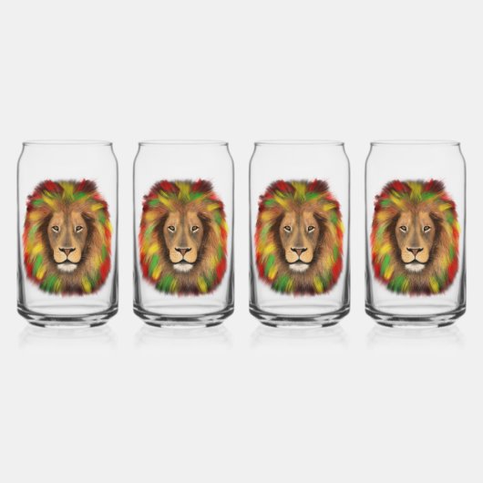 Tête de lion Rasta rouge jaune vert dessin Jamaïqu (Recto)