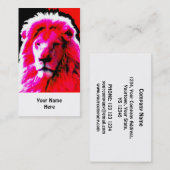 Tête de lion rose carte de visite blanc (Devant / Derrière)