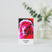 Tête de lion rose carte de visite blanc (Debout devant)