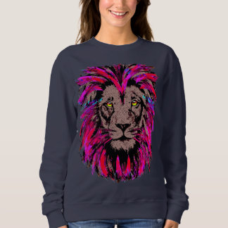 Tête de lion rose - Sweatshirt de portrait du visa