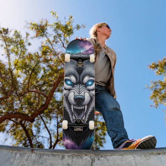 Tête de loup grognant Skateboard (Extérieur 1)