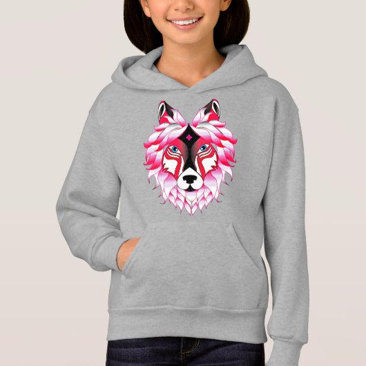 Tête de loup rose Polygone Design-24531 (Devant)