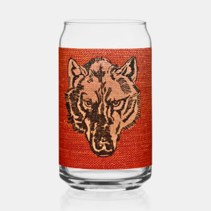 Tête de loup sur la canne à bière rouge