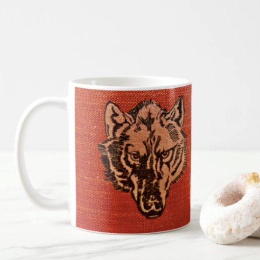 Tête de loup sur mug rouge