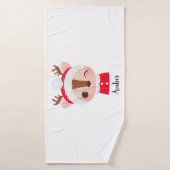 Tête de renne de Père Noël Noël mignonne (Serviette de bain)