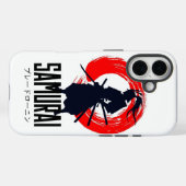 Tête de samouraï noir et vert – Coque IPHONE perso (Verso (horizontal))