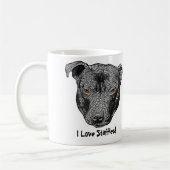 Tête de Staffie, "j'aime Staffies !" Tasse (Gauche)