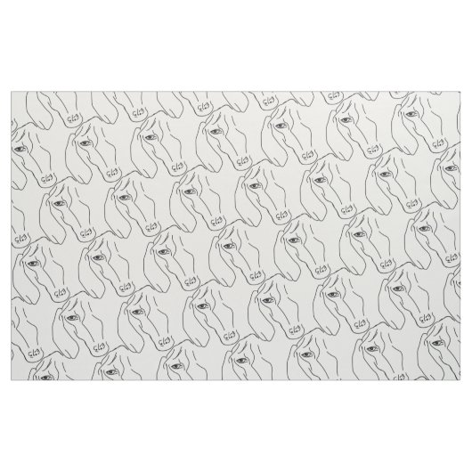 Tête de teckel, tissu de dessin d'art (Fat Quarter)