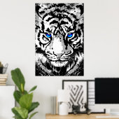 Tête de tigre blanc de Sibérie - Tiger Poster Blue (Bureau à domicile)