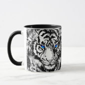 Tête de tigre blanche - Tiger bleu yeux café Mug (Gauche)