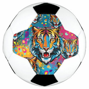 Tête de tigre couleurs arc-en-ciel peinture taches