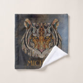 Tête de tigre, visage, look cuir (Gant de toilette)