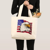 Tête d'Eagle avec le sac fourre-tout à drapeau (Devant (produit))