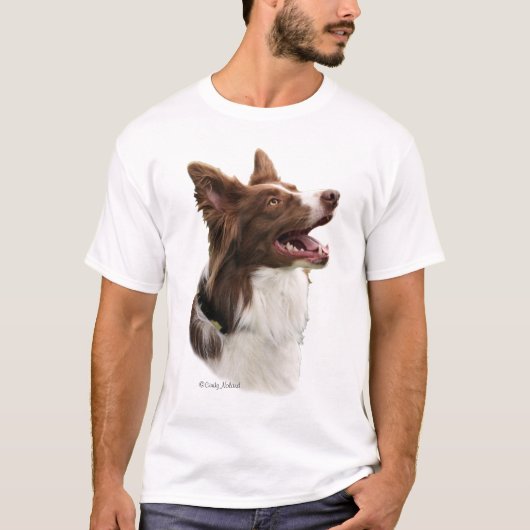 Tête rouge de border collie sur le T-shirt (Devant)