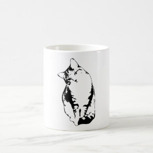 Tête Tilt Tabby Chat Monochrome Art Mug