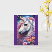 Tête Unicorne Avec Fleurs Carte de voeux Anniversa (Fleur jaune)