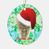 Tête Xray Santa Hat Ornement en céramique de Noël (Gauche)