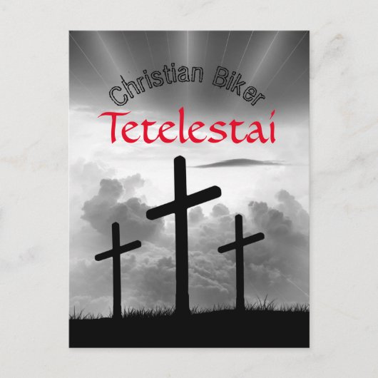 Tetelestai Christelijke Biker's Scripture Verse Briefkaart (Voorkant)
