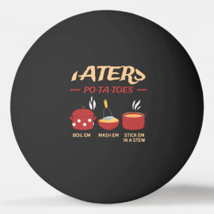 Teters Po-ta-tenen koken een emmer van de M-toets Pingpongballen