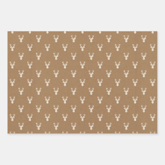 Têtes de cerfs rustiques Feuilles de papier d'enve (Devant 2)