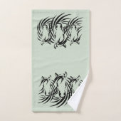 Têtes de cheval noir sur fond vert (Serviette à main)