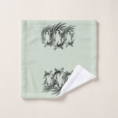 Têtes de cheval noir sur fond vert (Gant de toilette)