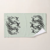Têtes de cheval noir sur fond vert (Serviette à main)